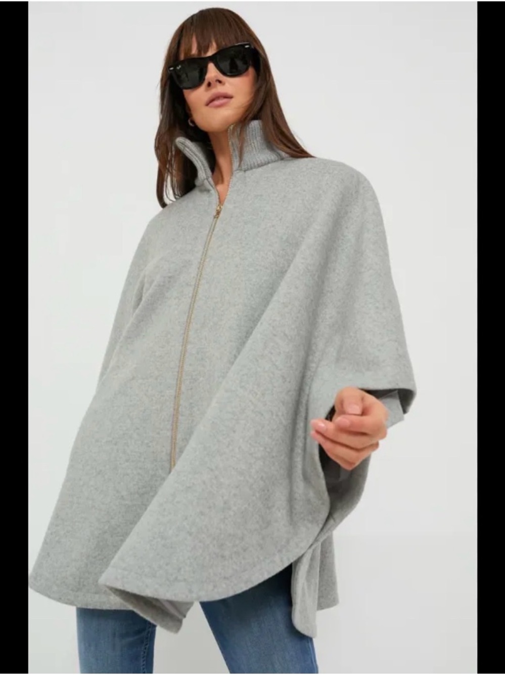 NWT TUCKERNUCK Grey Full Zip Huntington Poncho OS Wool Coat Jacket Classic Prep